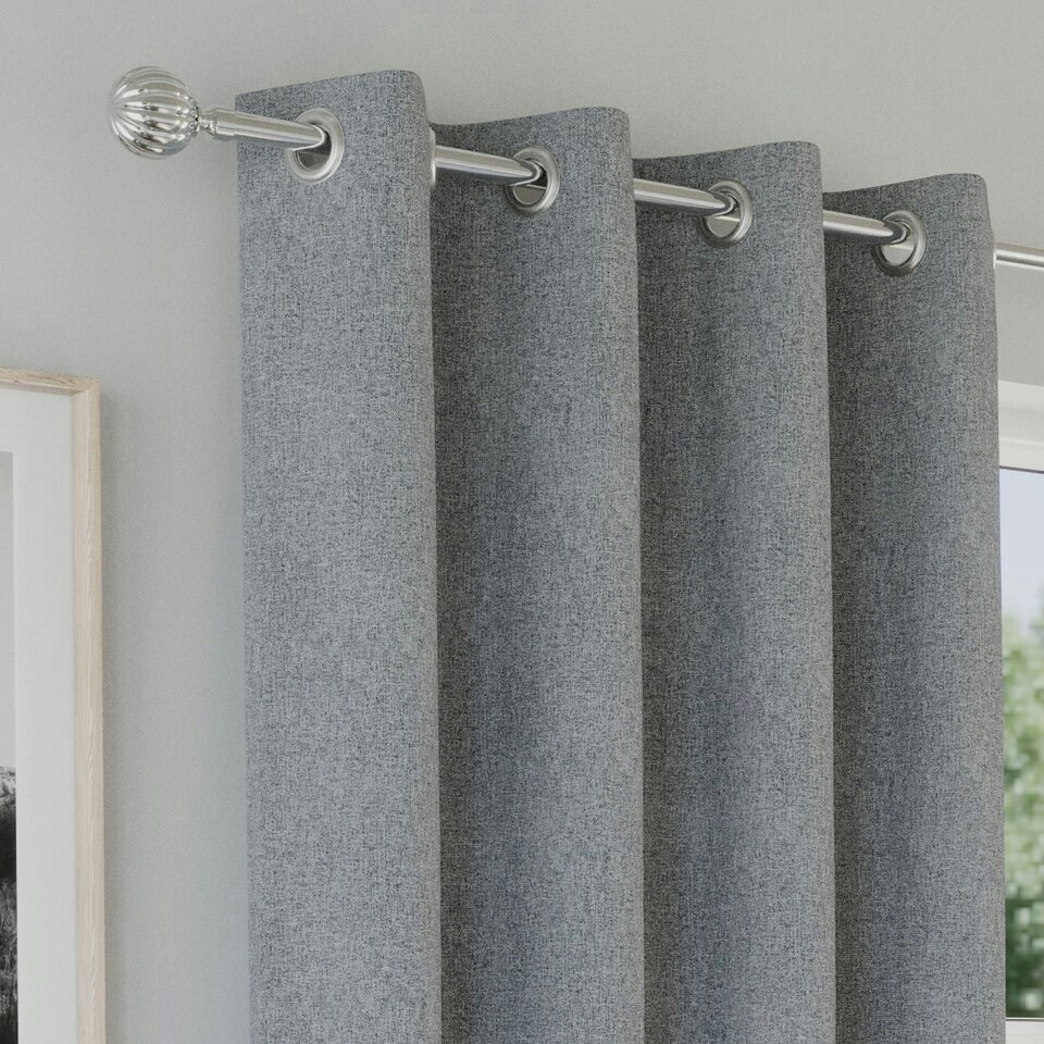 image 1 of Austin Grey Blackout Curtains 46 x 72 inch (117 x 183 cm) 100% Blackout Eyelet Thermal Noise Reducing Curtains for Bedroom and Living Room
