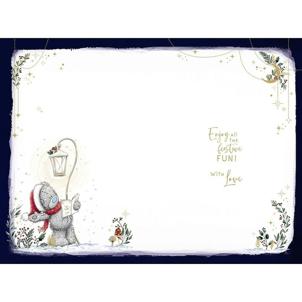 image 1 of Bears Sitting with Gift For My Lovely Fiancée Christmas Card