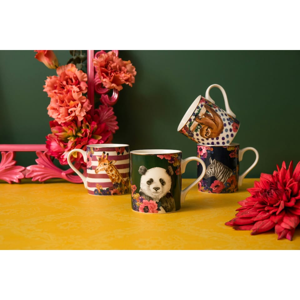image 1 of Mikasa Wild at Heart Panda Print Porcelain Mug, 280ml | Green