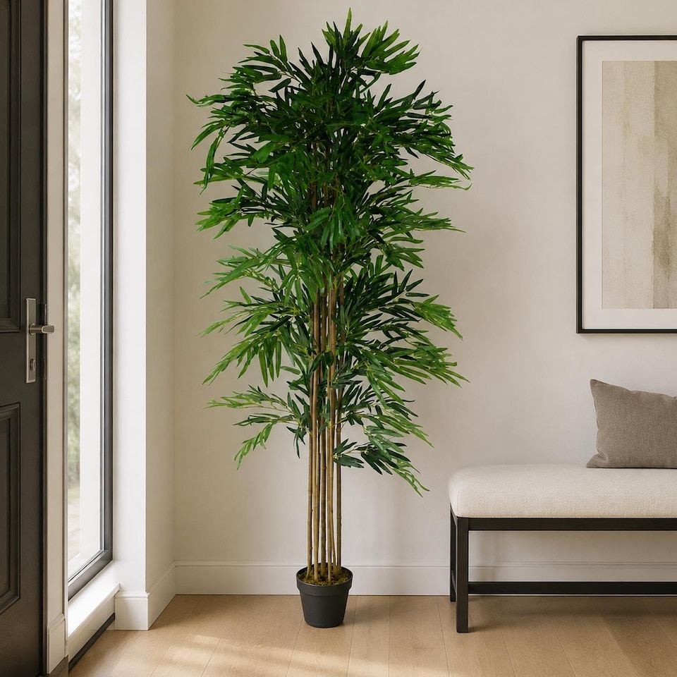 image 1 of 180cm (6ft) Artificial Bamboo Plants Trees Green | Green | 6ft