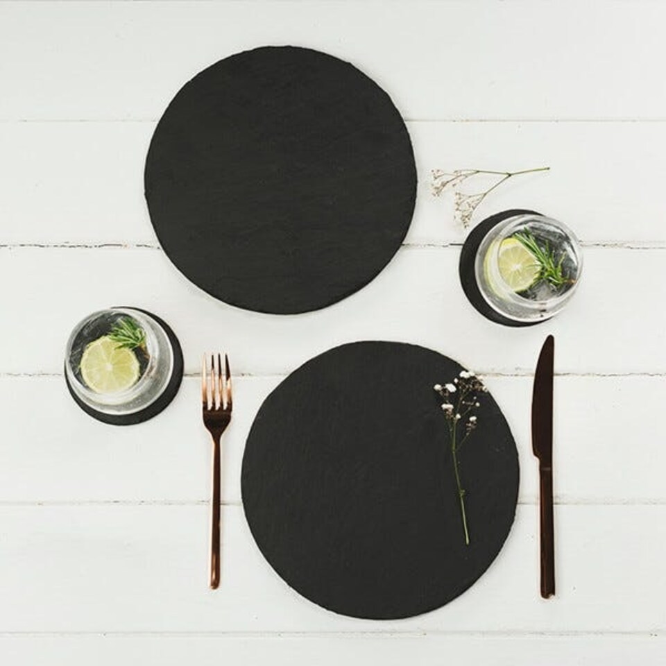 image 1 of The Just Slate Company Set of 2 Round Slate Placemats
