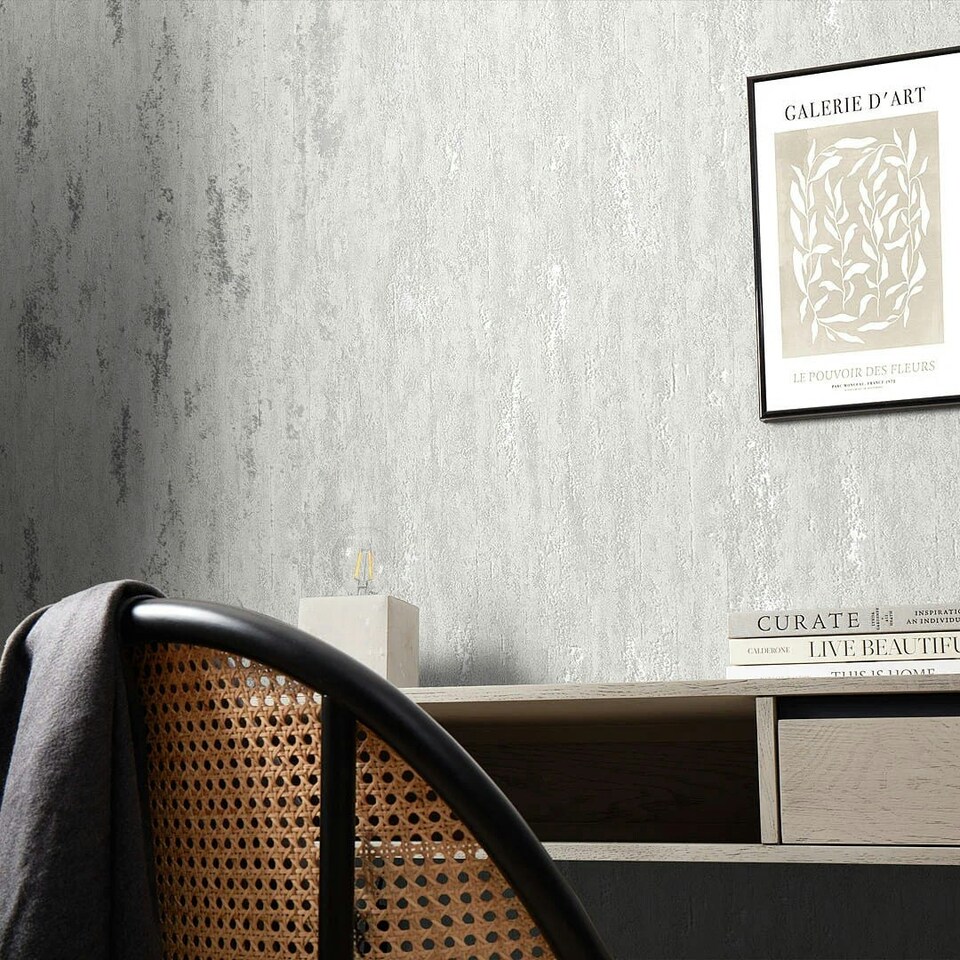 image 1 of Manhattan Modern Wallpaper in Pale Grey & Silver Multi