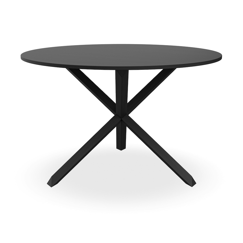 image 1 of Malvern Round Dining Table 4-6 Seater w Solid Black Oak Legs | Clear | Glass