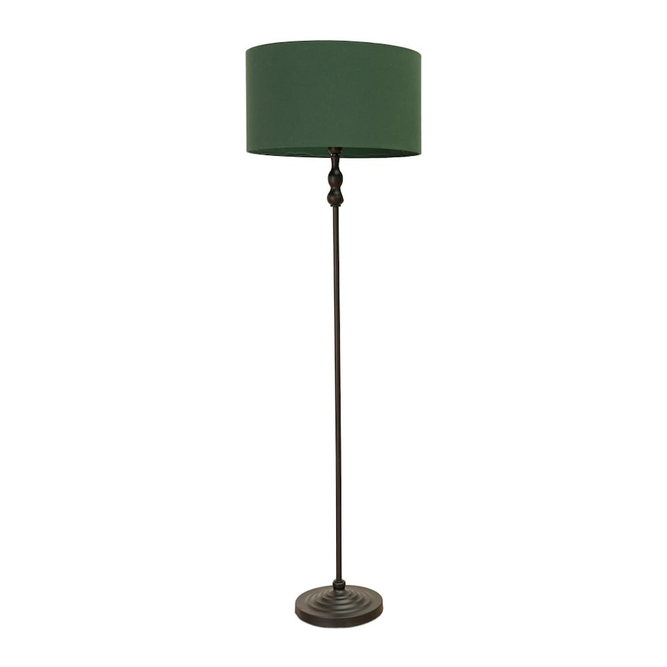 image 1 of ValueLights Maggie Black Candlestick Floor Lamp Green Shade | Green