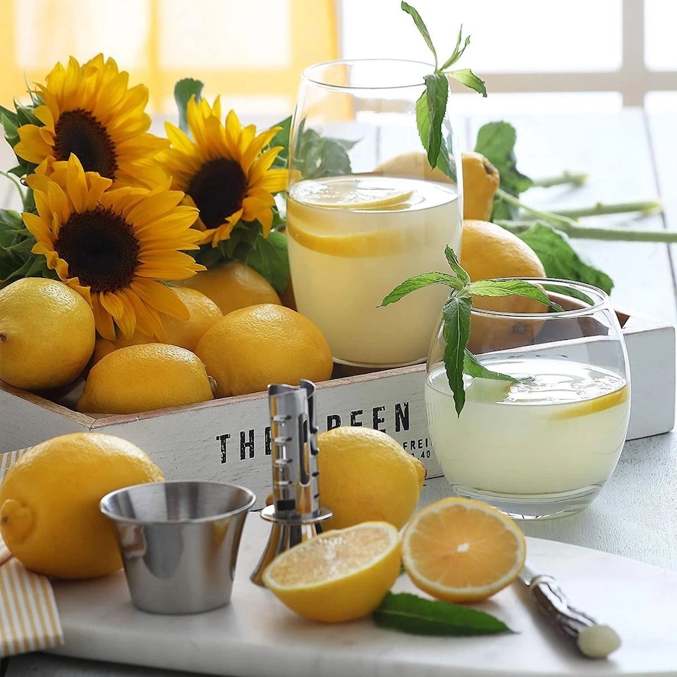 image 1 of 6 Pcs Whiskey Tumbler Glasses Set Drinking Scotch Whisky Glass Rolled Rims 405ml