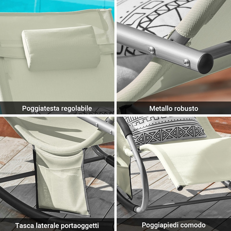 image 1 of SoBuy OGS28-MIX2,Set of 2 Outdoor Garden Rocking Sun Lounger Recliner Relaxing Chair