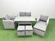 image 1 of Fimous Light Grey PE Wicker Rattan Garden Furniture Set Sofa Set Reclining Chair Rectangular Dining Table 7 Seater 3  Stools Side Table