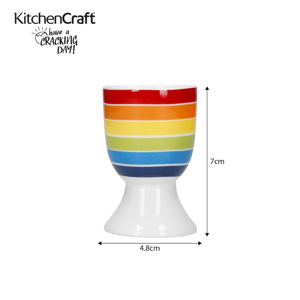 image 1 of KitchenCraft Egg Cup Set Multicolour Heart Striped 4 Piece