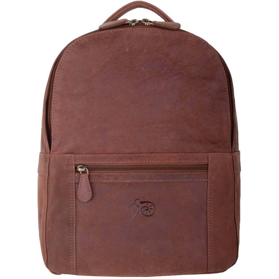 image 1 of Leather Smart Work Travel Back Pack Rucksack with Distressed Look