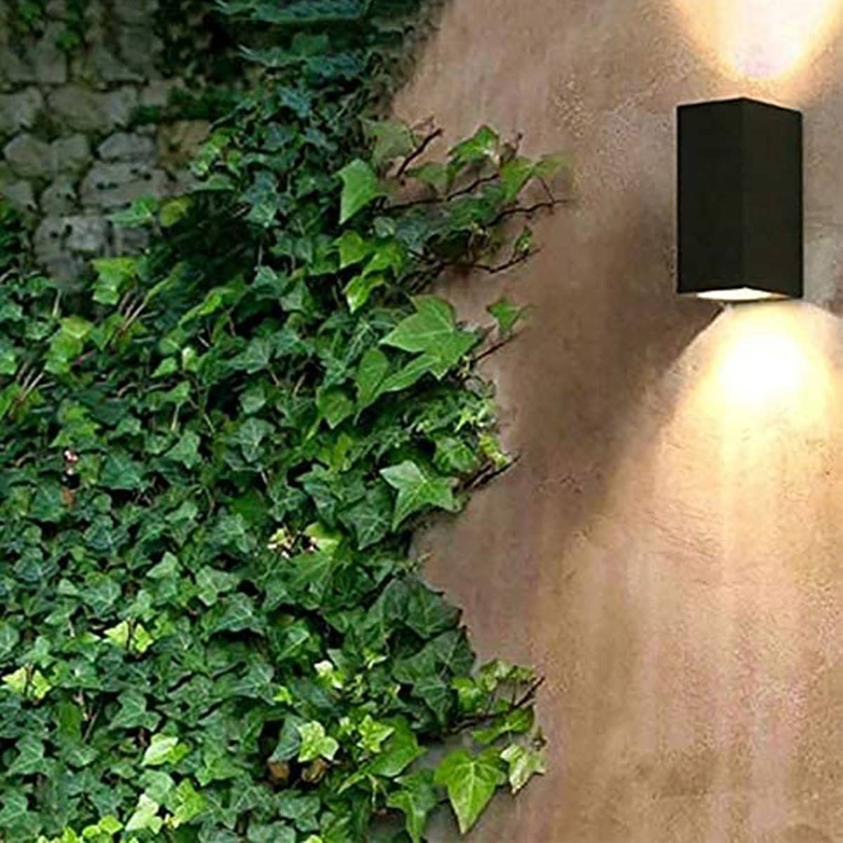 CGC Tiago Black Double GU10 Outdoor Wall Light Black Black Length: 15.2 cm, Width: 6.8 cm, Depth: 9.2 cm