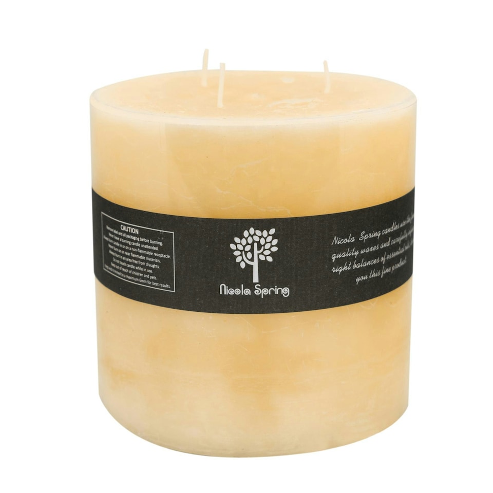 image 1 of Nicola Spring Round 3 Wick Vanilla Pillar Candle - 130 Hours - Ivory