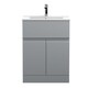 image 1 of Balterley Mavesyn Contemporary 2 Door 1 Drawer Floor Standing Vanity Unit with Minimalist Basin, Satin Grey, 600mm