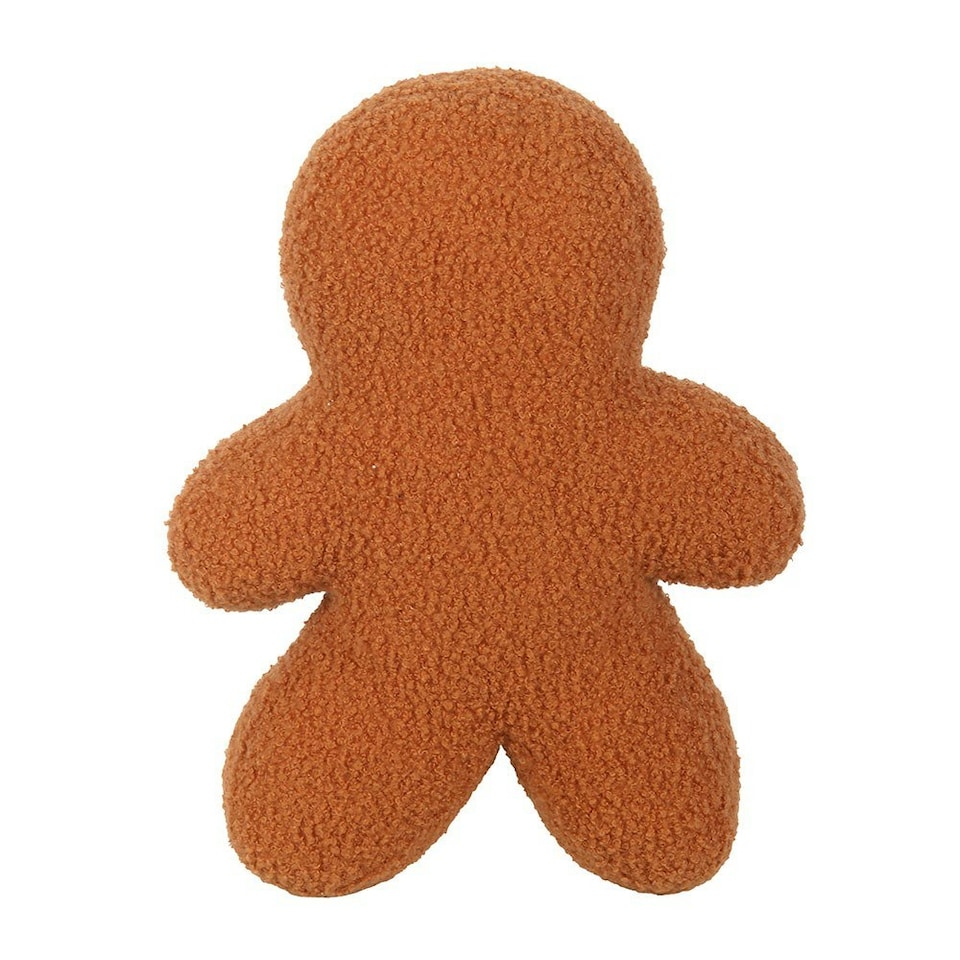 image 1 of Gingerbread Man Boucle Cushion H34 x W25cm Brown