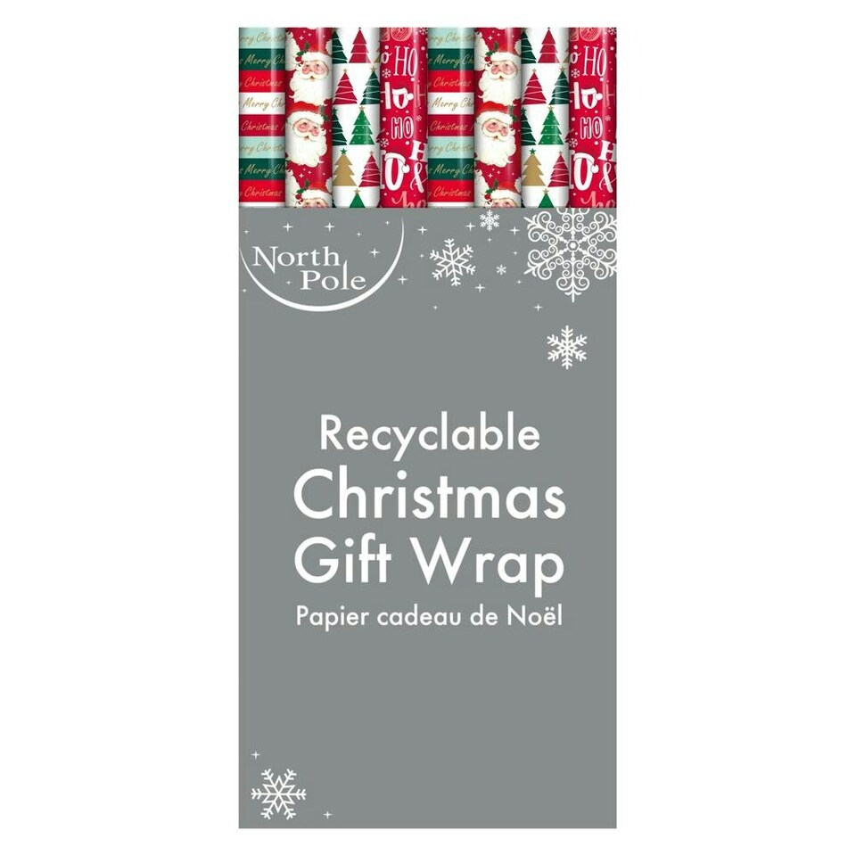 image 1 of Pack of 4 4m Contemporary Christmas Design Gift Wrap Rolls