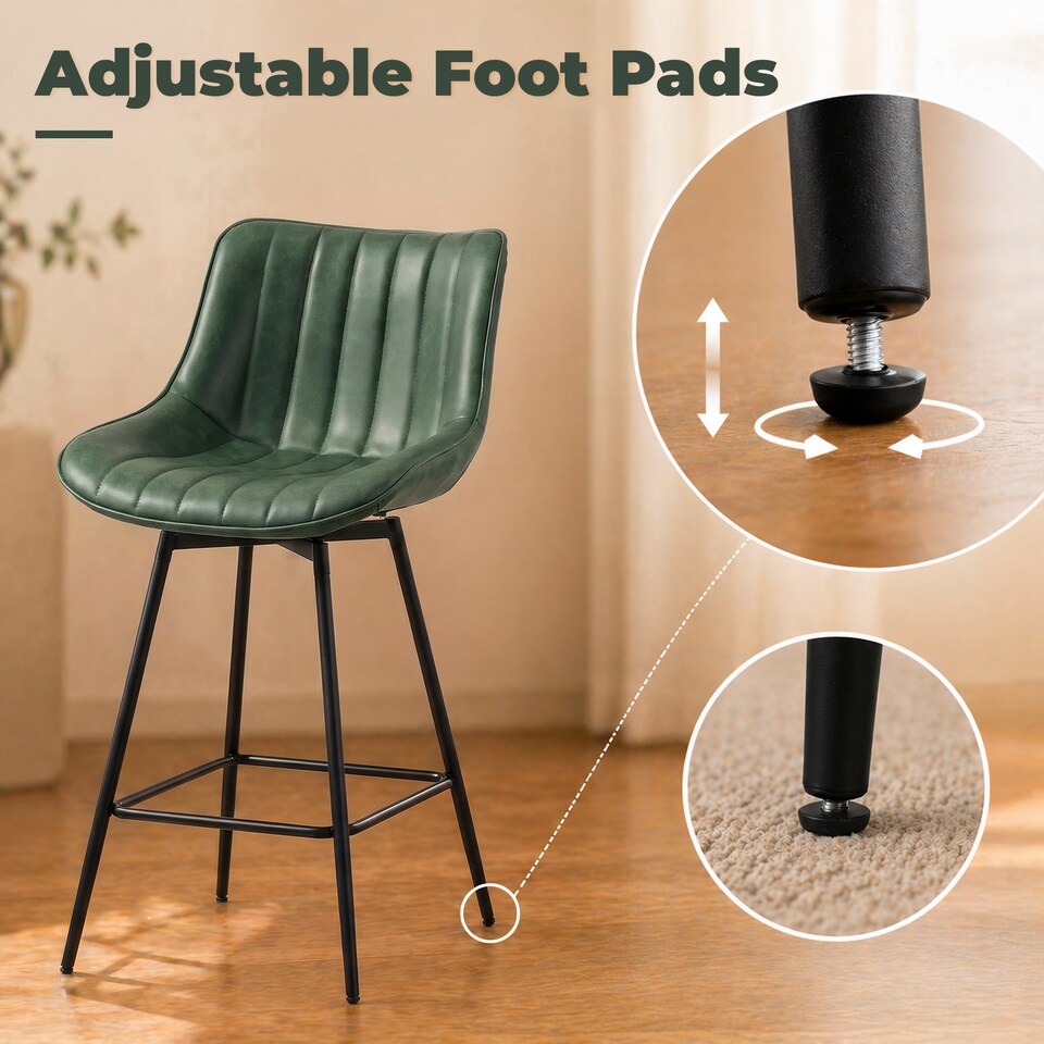 image 1 of HOMCOM Swivel Bar Stools Set of 2, PU Leather Upholstery