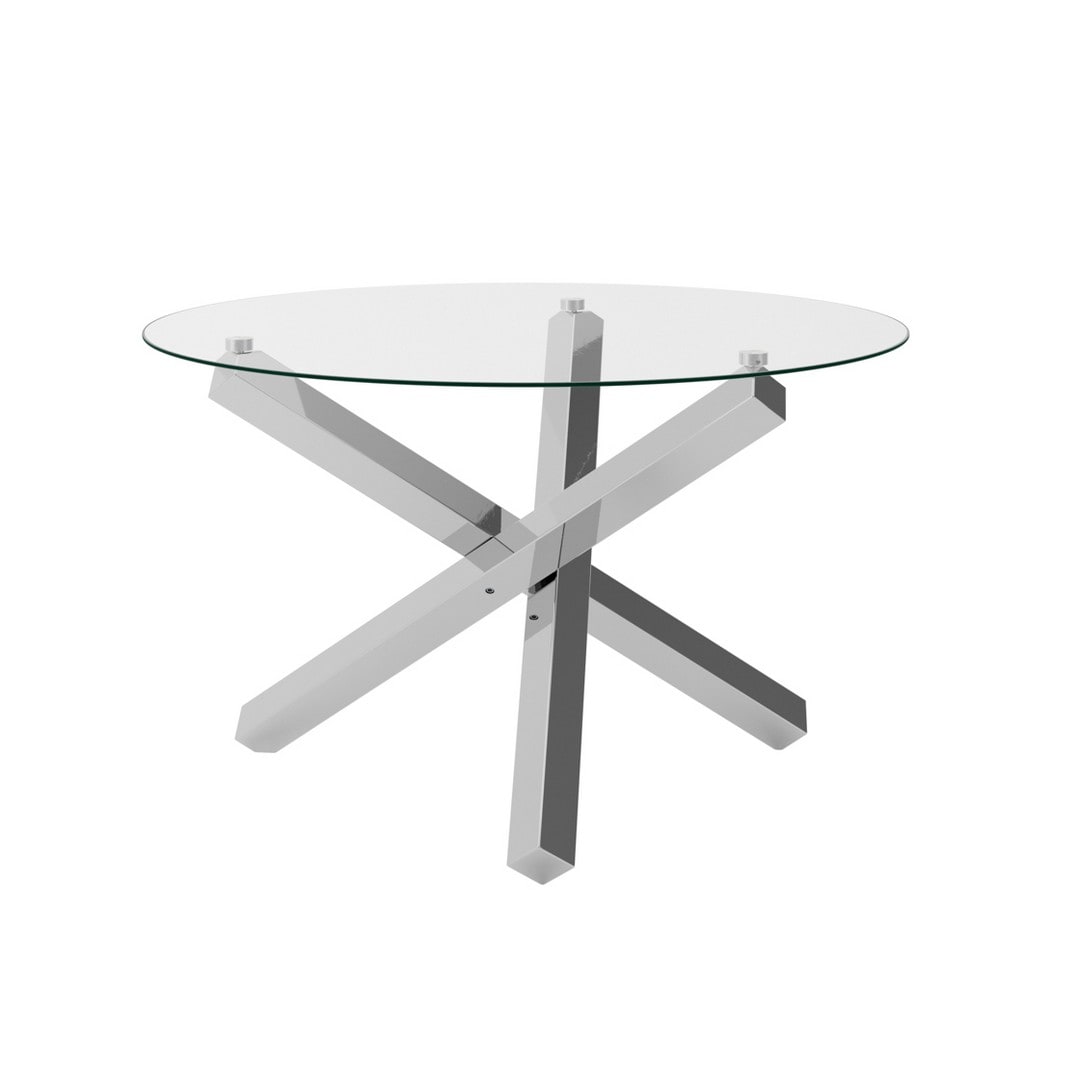 Capri Dining Table - Glass/Metal - L120 x W75 x H120 cm - Clear/Silver - Flat Packed