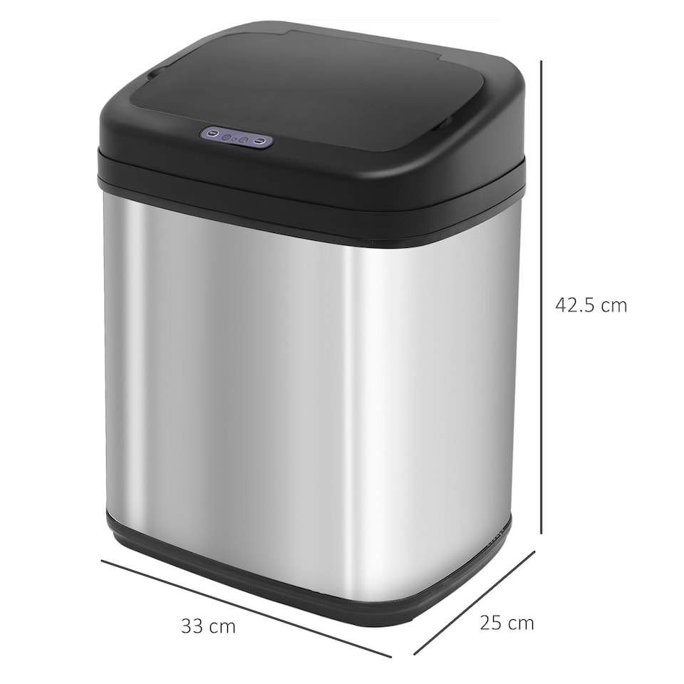image 1 of HOMCOM Automatic Sensor Dustbin Stainless Steel Rubbish Waste Bin Trash 20L