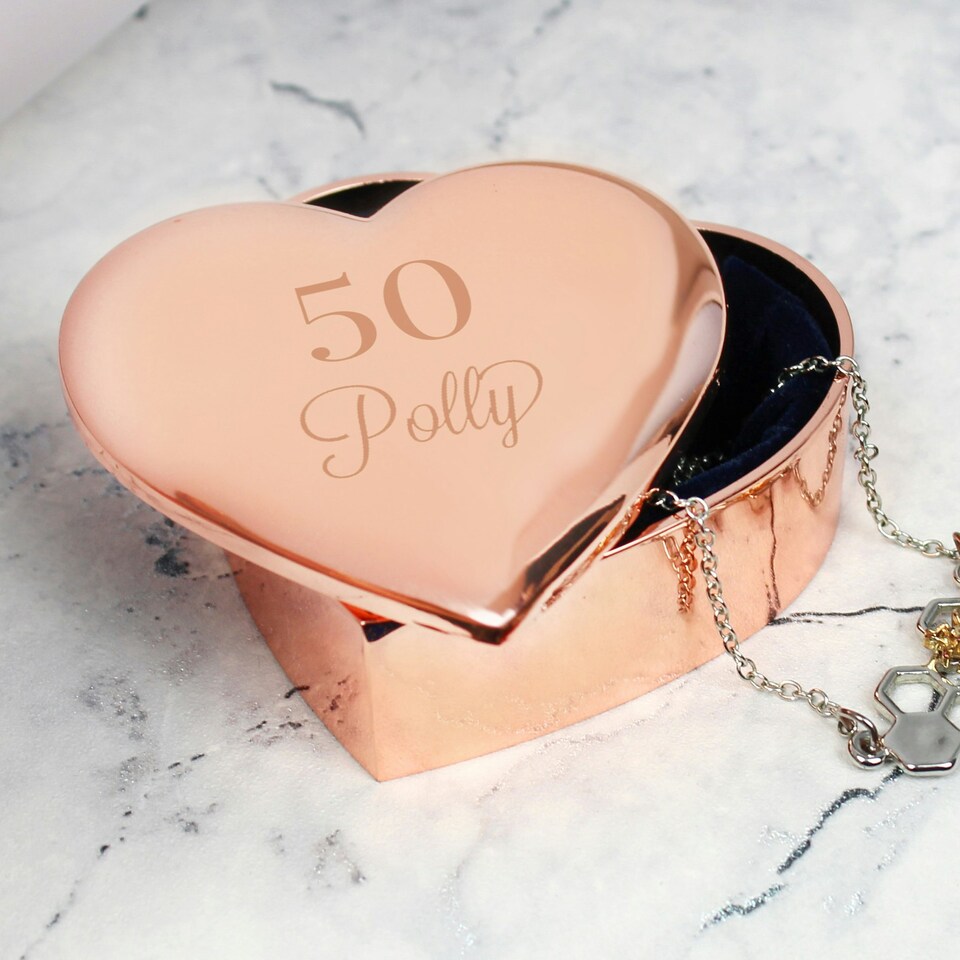 image 1 of Personalised Big Age Rose Gold Heart Trinket Box
