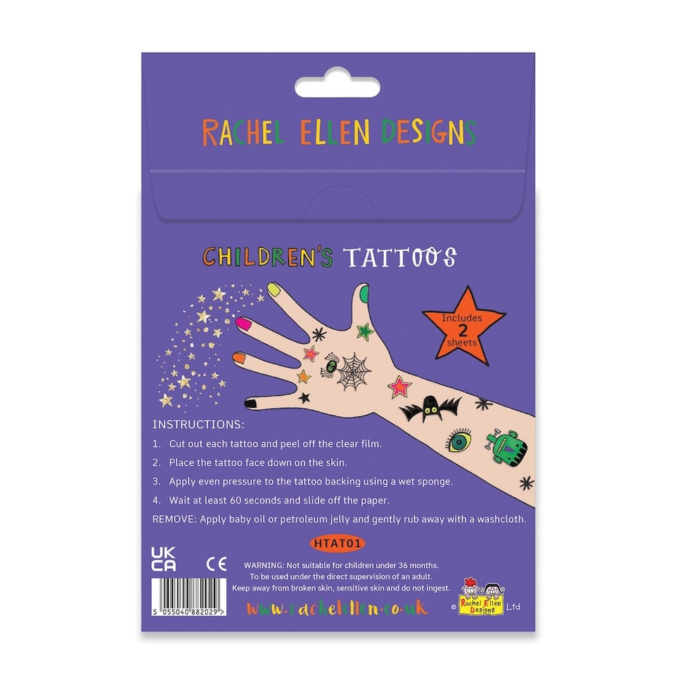 image 1 of Rachel Ellen Glow in the Dark Temporary Halloween Tattoos