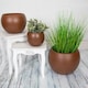 image 3 of Verano Spanish Ceramics Epoxi Round Rust Textured Plant Pot - Set of 2 x 24cm Brown