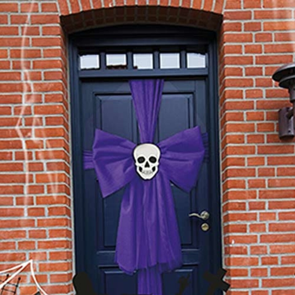 Purple Skull Halloween Door Bow Decoration