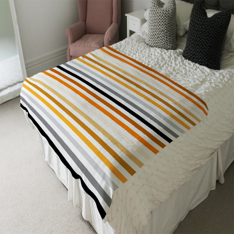 image 1 of striped pattern, orange black gray beige and brown (Blanket)