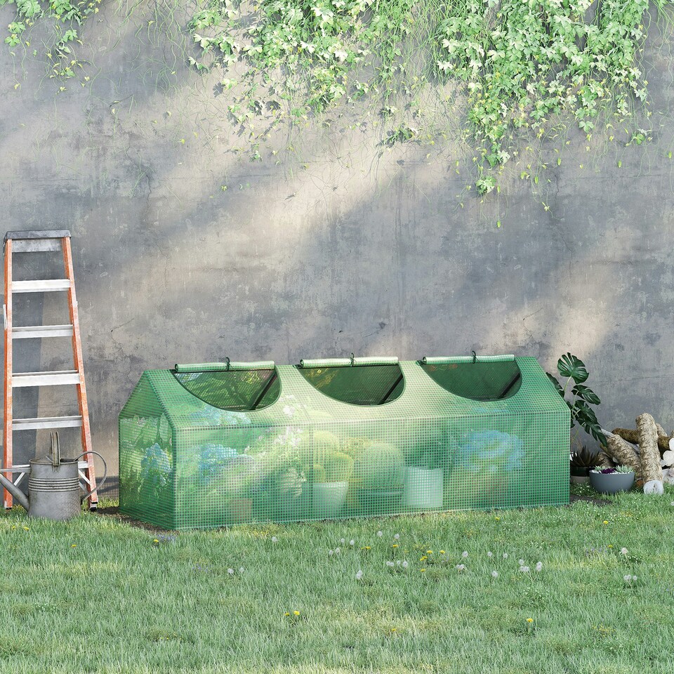 image 1 of Outsunny Mini Greenhouse Small Plant Grow House w/ 3 Windows