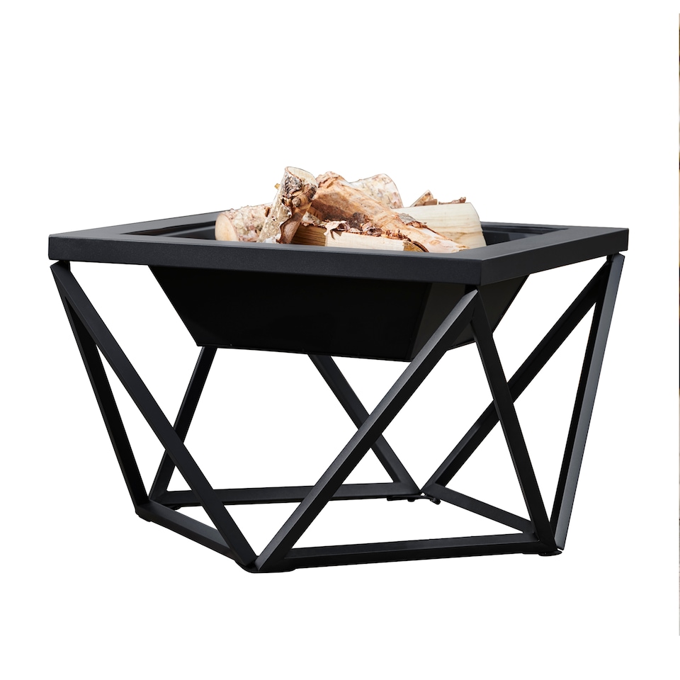 image 1 of Teamson 60cm Wood Burning Fire Pit with Spark Screen & Fire Poker