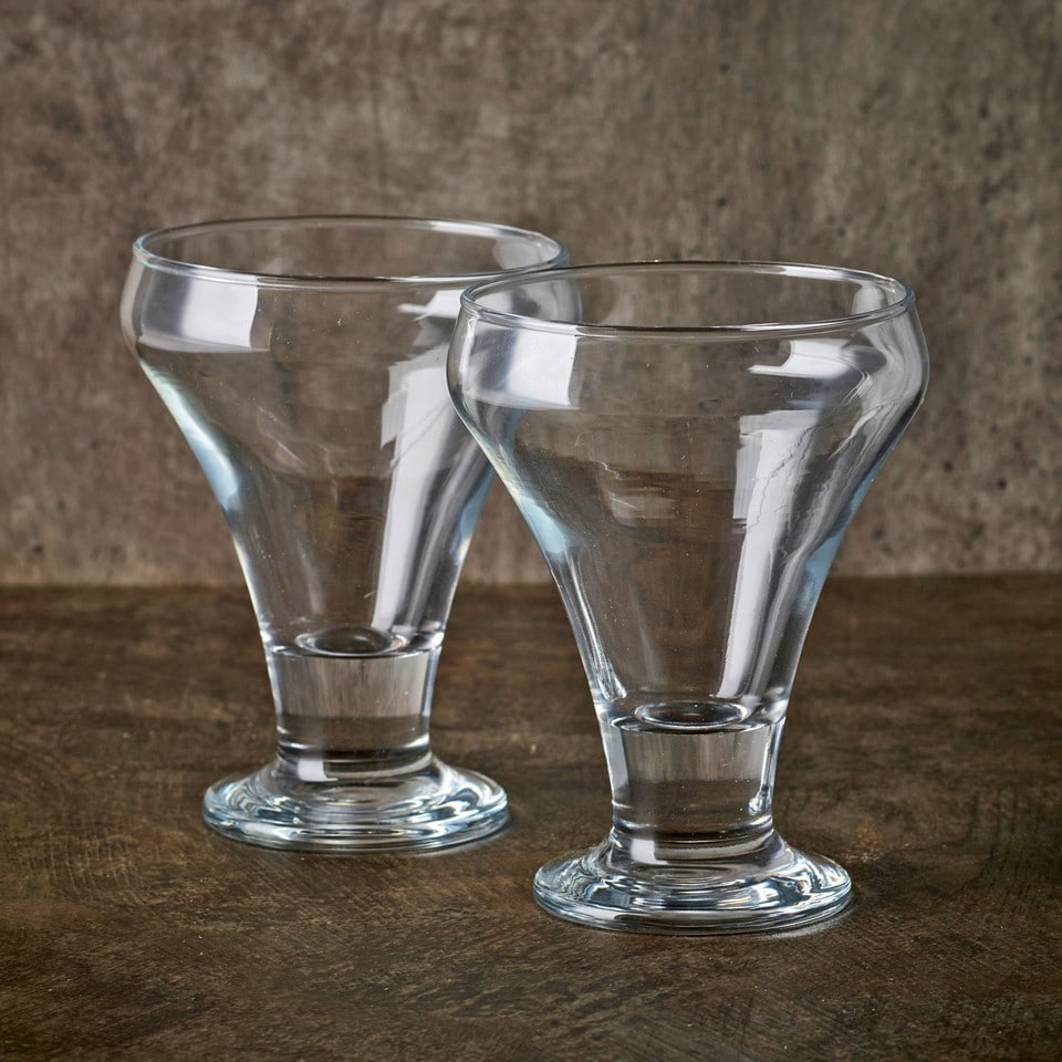 image 1 of Clear Glass Footed Dessert Bowl Ice Cream Sundae Fruit Cocktail Salad Cups 305ml | Clear | 6 Glasses