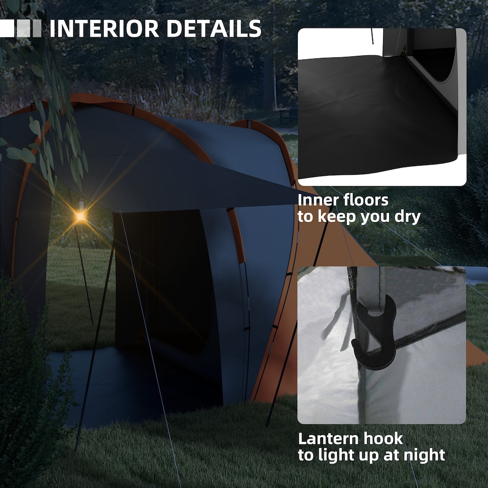 image 1 of Outsunny 4-6 Man Camping Tent with 2 Bedroom and Living Area