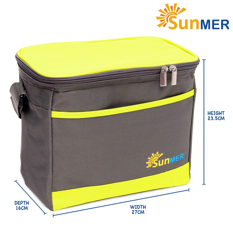 image 1 of SUNMER 9L Cooler Bag with Adjustable Shoulder Strap - Grey & Lime