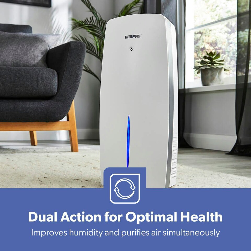 image 1 of GEEPAS  2-in-1 Digital Air Purifier & Humidifier | White