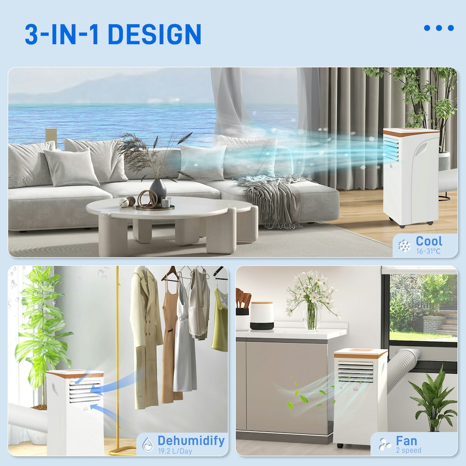 image 1 of HOMCOM 9000 BTU Portable Air Conditioner 4 Modes LED Display Timer