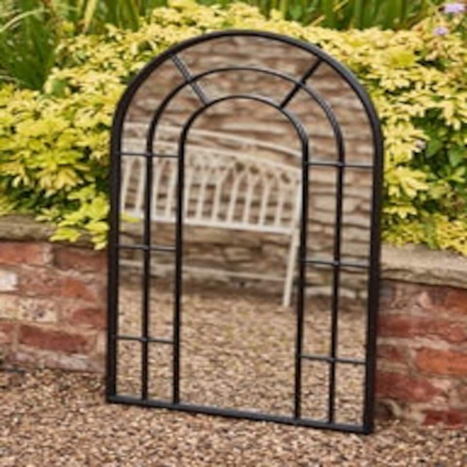 image 1 of Canet Black Tall Rounded Arch Mirror Black