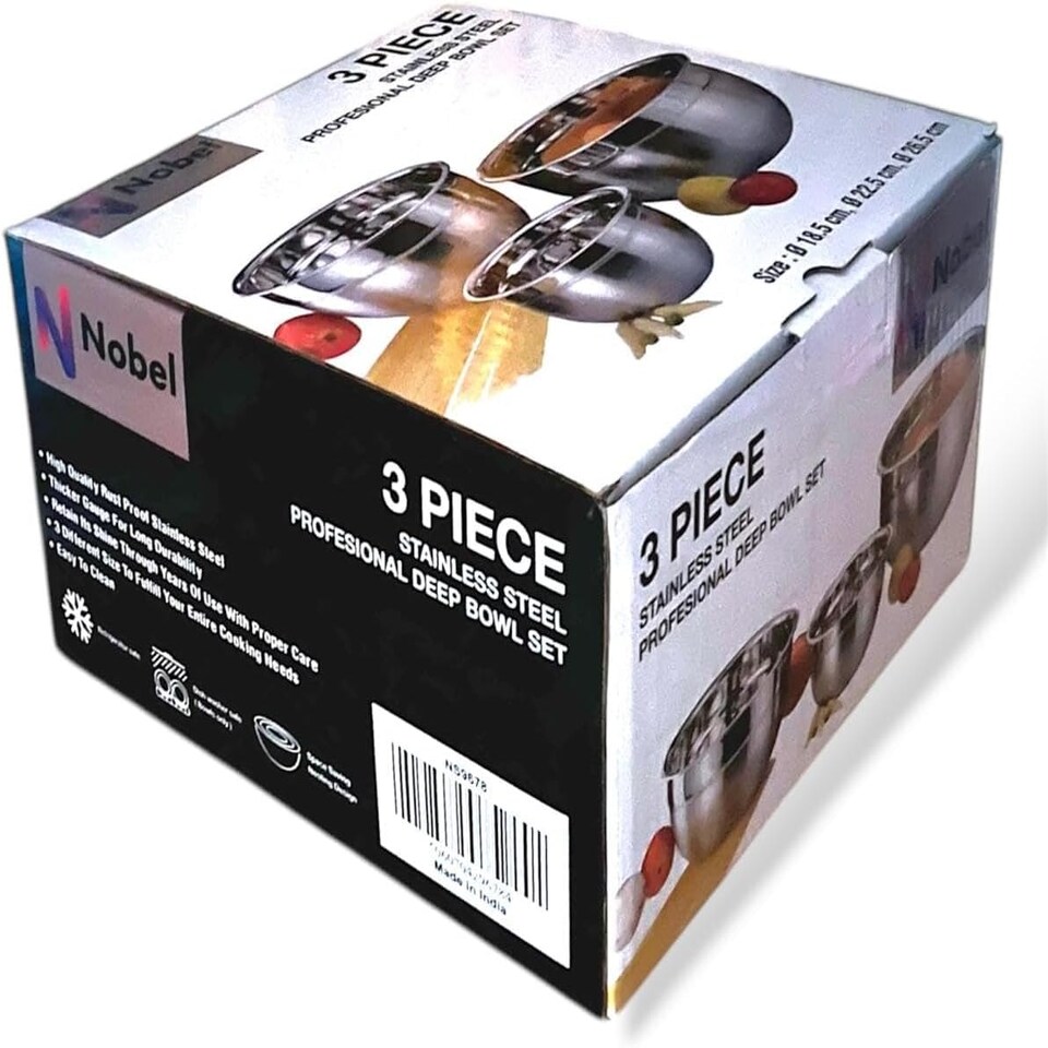 image 1 of Professional Stainless Steel German Mixing Bowls Set of 3