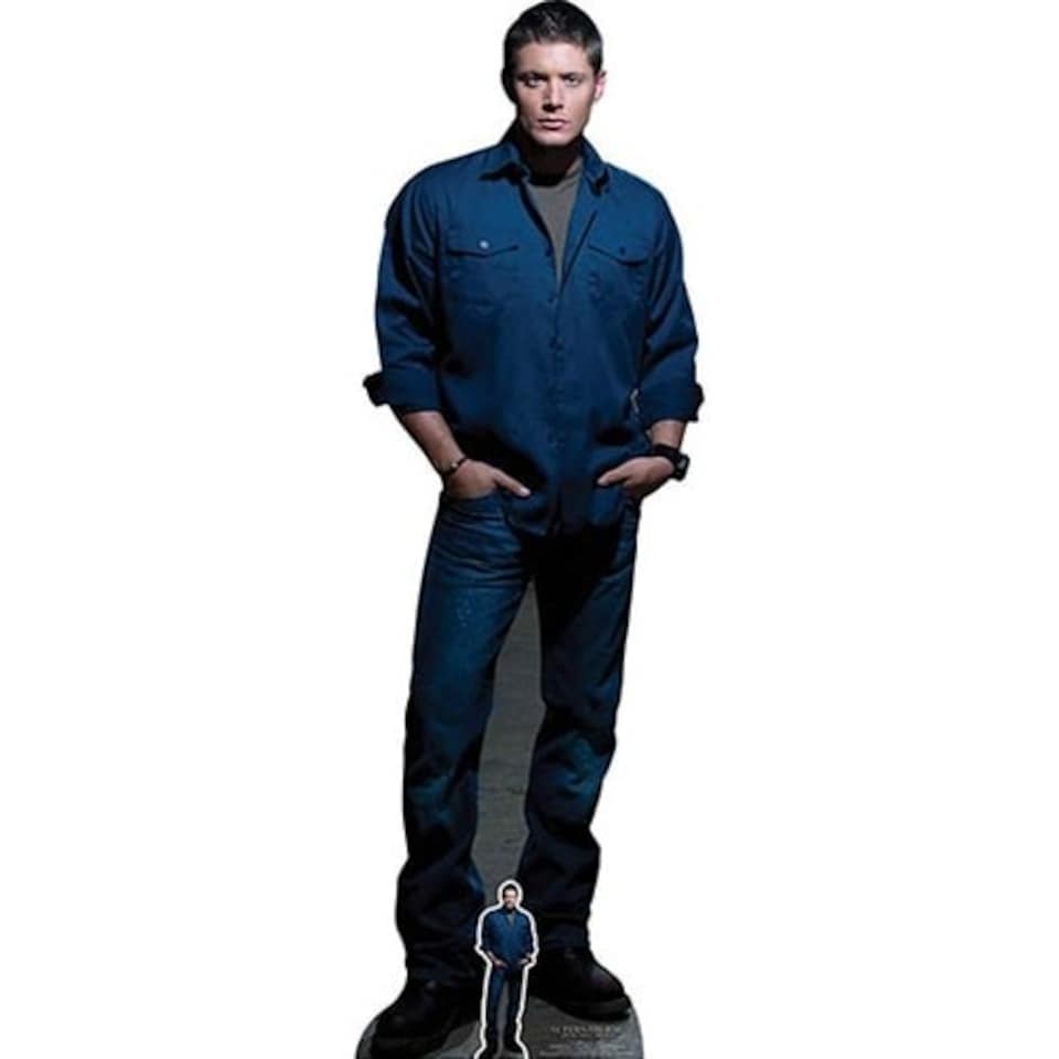 image 1 of Dean Winchester Blue Shirt Jeans Jensen Ackles Supernatural Lifesize Cardboard Cutout 186cm
