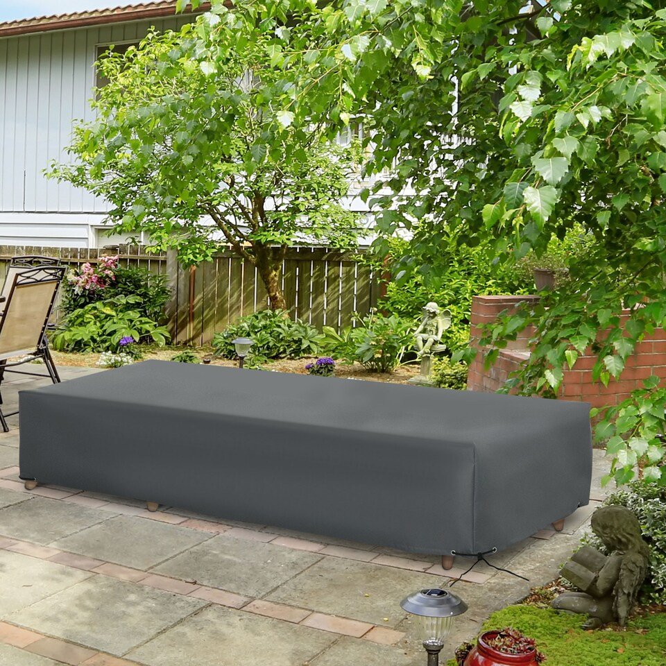 image 1 of Outsunny 200x73x35cm Rectangular Furniture Cover for Rattan Lounge UV Protection | Grey | Grey | 200cmx73cmx35cm