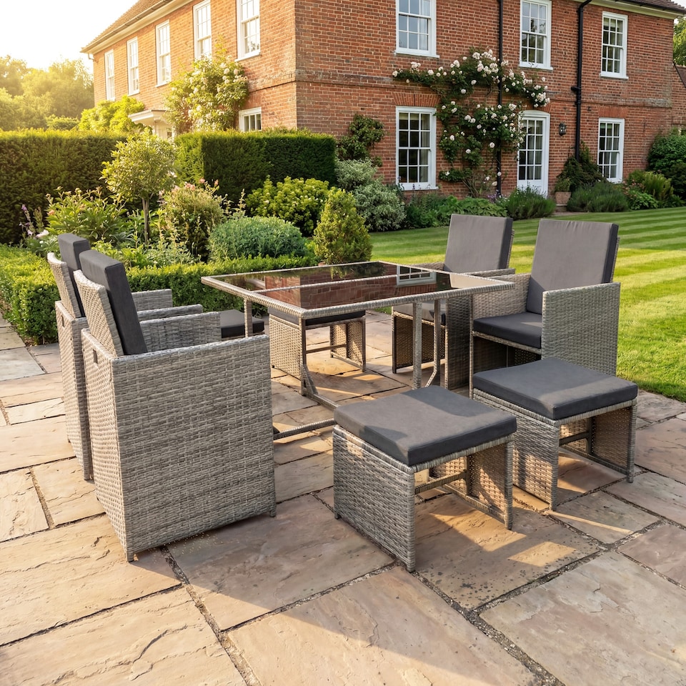 image 1 of Giulia 9 Piece Rattan Cube Outdoor Set