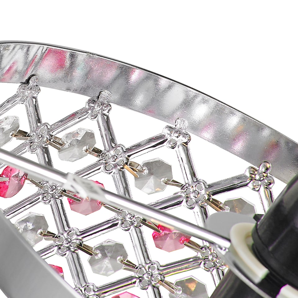 image 1 of Modern Sparkly Ceiling Pendant Light Shade with Clear and Pink Beads | Pink