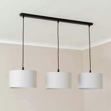 ValueLights Reni Grey Drum Shade 3 Drop Bar Matte Black Diner Ceiling Light with LED Bulbs Black