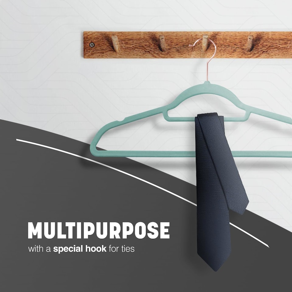 image 1 of Keplin Velvet Non-Slip Clothes Hangers with Tie Bar and Swivel Hook, 30 Pack