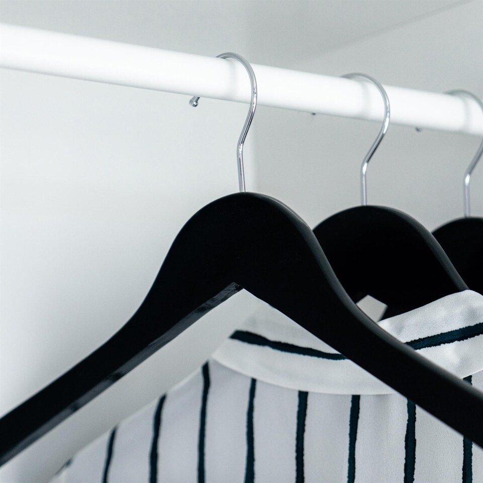 image 1 of Harbour Housewares Wooden Coat Hangers - Black - Pack of 10