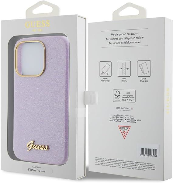 CG MOBILE Custodia Guess Saffiano Per IPhone 15 Plus – Rigida, Con MagSafe, Similpelle Viola, Lusso - 4
