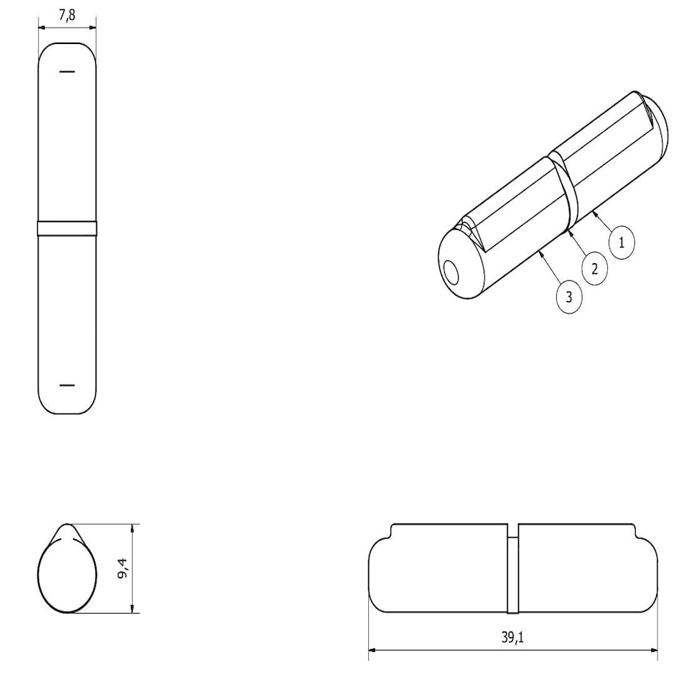 image 1 of Lift Off Bullet Hinge Weld On Brass Bush 8x40mm Heavy Duty Door Hatch 2PK Silver