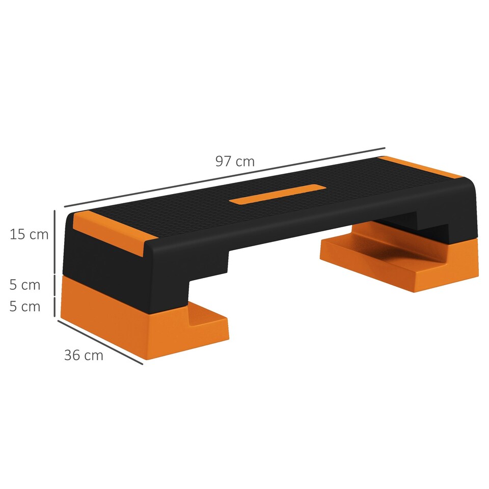 image 1 of SPORTNOW 15cm/20cm/25cm Aerobic Step Platform for Home, Office - Orange