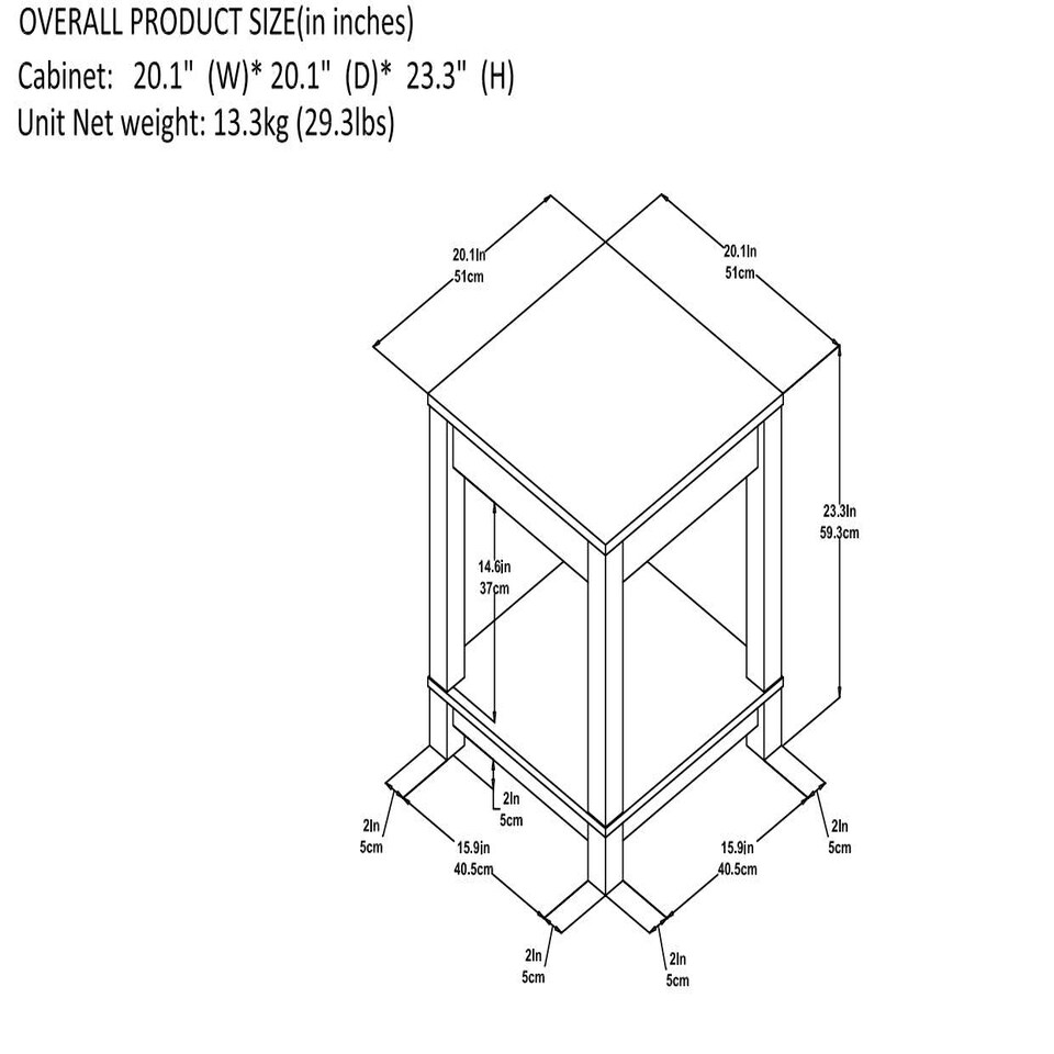 image 1 of Carver end table with 1 shelf in grey Grey | Grey