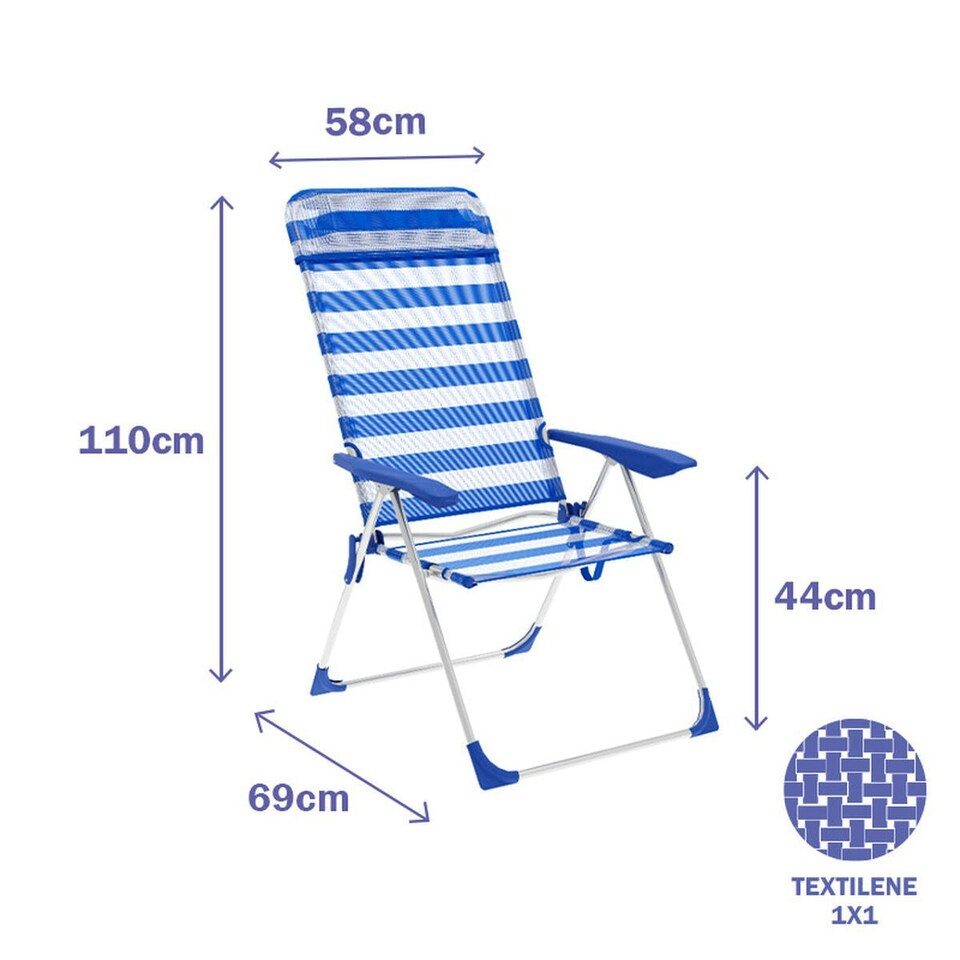 image 1 of Folding Chair Marbueno Blue White 69 x 110 x 58 cm Blue
