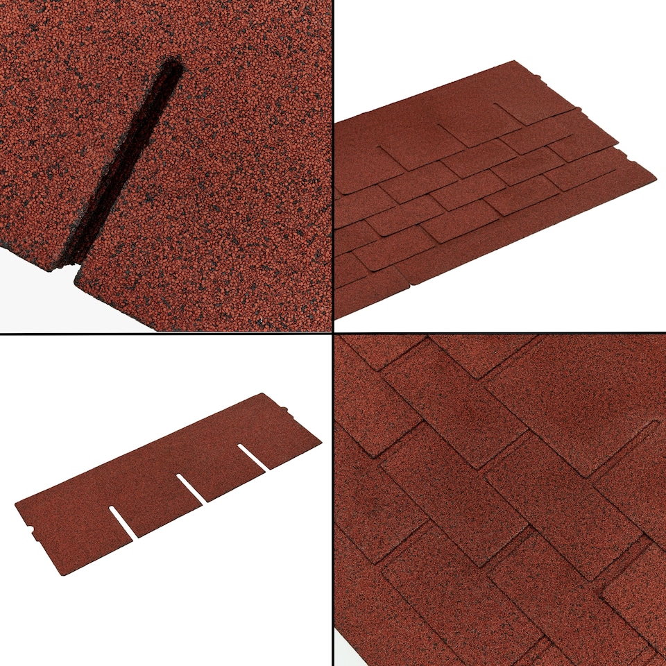 image 1 of Bitumen Roof Felt Shingles (3.2 sqm), Asphalt Roof Shingles - Weather Resistant Roofing Tiles 20 pcs