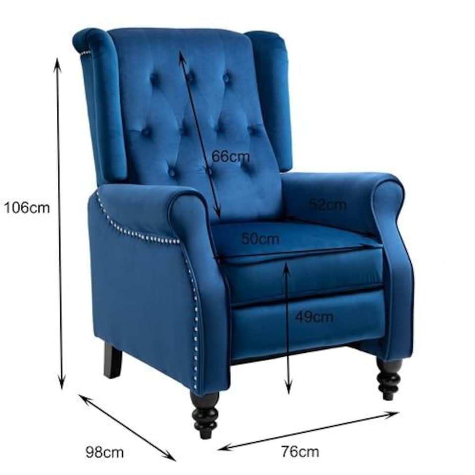 image 1 of Windsor Luxury Pushback Recliner Armchair Blue