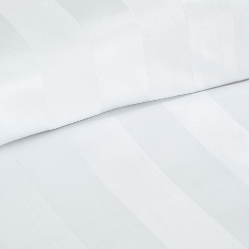 image 1 of Catherine Lansfield So Soft Satin Stripe Duvet Cover Set | White | Single